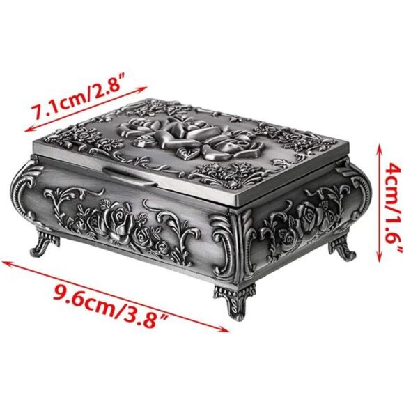 Vintage Metal Jewelry Box Small Trinket Jewelry Storage box for Rings Earrings - Picture 7 of 8